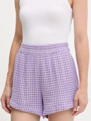 Rip Curl szorty bawełniane PREMIUM SURF damskie kolor fioletowy wzorzyste high waist 00BWWS