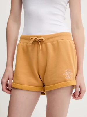 Rip Curl szorty damskie kolor żółty z aplikacją high waist