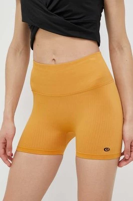 Rip Curl szorty treningowe kolor żółty gładkie high waist