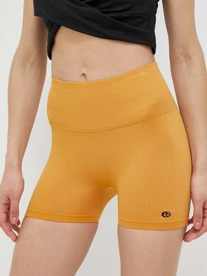 Rip Curl szorty treningowe kolor żółty gładkie high waist