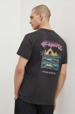 Rip Curl t-shirt bawełniany męski kolor czarny z nadrukiem