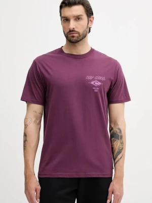 Rip Curl t-shirt bawełniany męski kolor fioletowy z nadrukiem 0CAMTE