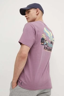 Rip Curl t-shirt bawełniany męski kolor fioletowy z nadrukiem