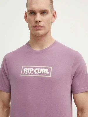 Rip Curl t-shirt bawełniany męski kolor fioletowy z nadrukiem