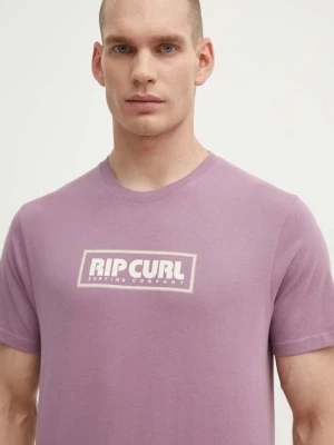 Rip Curl t-shirt bawełniany męski kolor fioletowy z nadrukiem