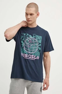Rip Curl t-shirt bawełniany męski kolor granatowy z nadrukiem
