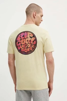 Rip Curl t-shirt bawełniany męski kolor żółty z nadrukiem