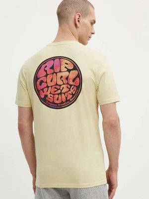 Rip Curl t-shirt bawełniany męski kolor żółty z nadrukiem