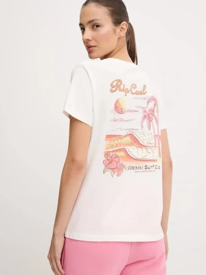 Rip Curl t-shirt bawełniany WAIKIKI damski kolor beżowy 0JAWTE
