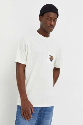 Rip Curl t-shirt męski kolor beżowy z aplikacją