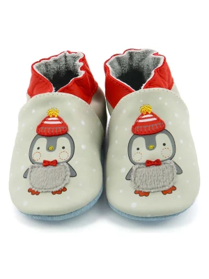 Robeez Skórzane buty "Floe" w kolorze szaro-czerwonym do raczkowania rozmiar: 17/18