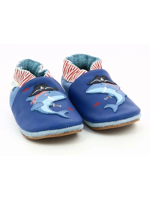 Robeez Skórzane buty "Pirate Shark" w kolorze niebiesko-czerwonym do raczkowania rozmiar: 18