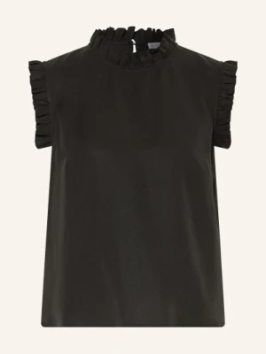 Rockmacherin Top W Stylu Ludowym Z Falbankami schwarz