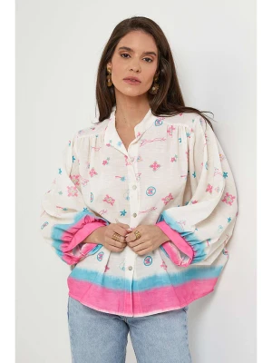 Rodier Lin Lniana bluzka w kolorze biało-różowym rozmiar: S/M