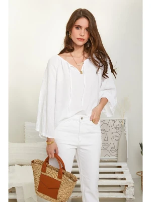 Rodier Lin Lniana bluzka w kolorze białym rozmiar: S/M