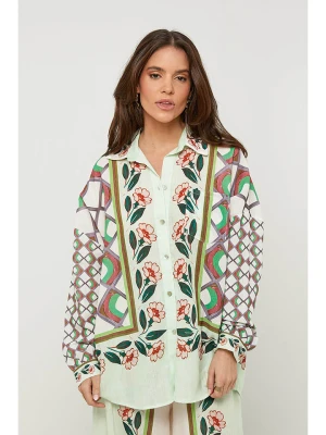 Rodier Lin Lniana koszula w kolorze jasnozielono-białym rozmiar: S/M
