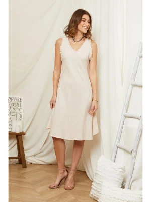 Rodier Lin Lniana sukienka w kolorze beżowym rozmiar: L/XL