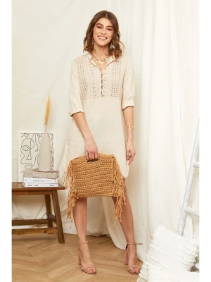 Rodier Lin Lniana sukienka w kolorze beżowym rozmiar: S/M