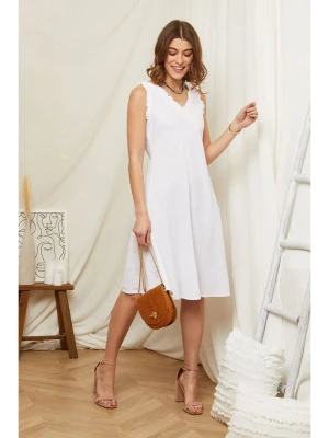 Rodier Lin Lniana sukienka w kolorze białym rozmiar: L/XL