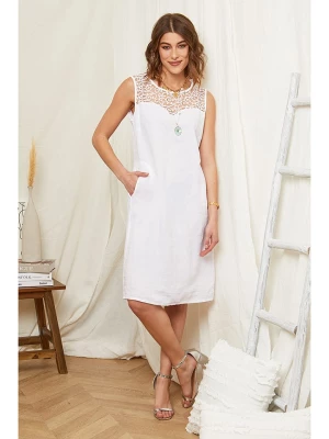 Rodier Lin Lniana sukienka w kolorze białym rozmiar: L/XL