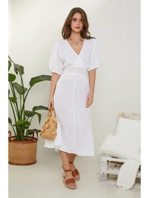 Rodier Lin Lniana sukienka w kolorze białym rozmiar: S/M