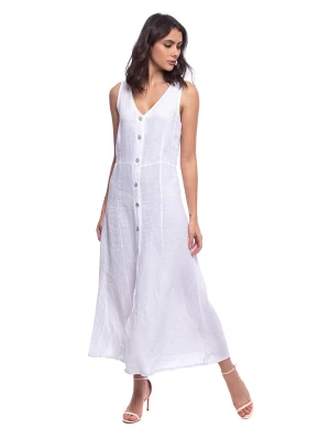 Rodier Lin Lniana sukienka w kolorze białym rozmiar: M/L