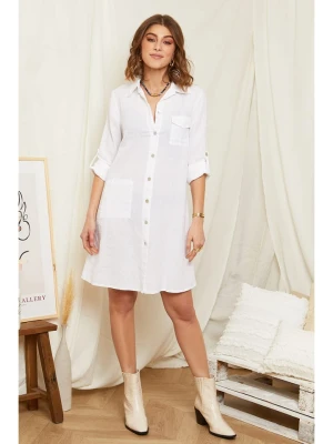 Rodier Lin Lniana sukienka w kolorze białym rozmiar: L/XL