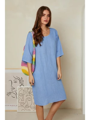 Rodier Lin Lniana sukienka w kolorze błękitnym rozmiar: M/L