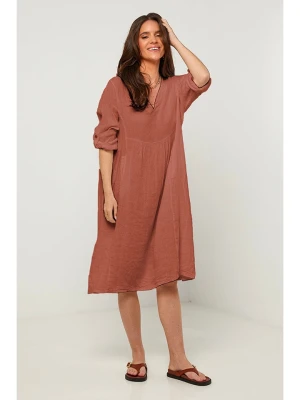 Rodier Lin Lniana sukienka w kolorze brązowym rozmiar: L/XL