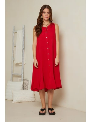 Rodier Lin Lniana sukienka w kolorze czerwonym rozmiar: L/XL