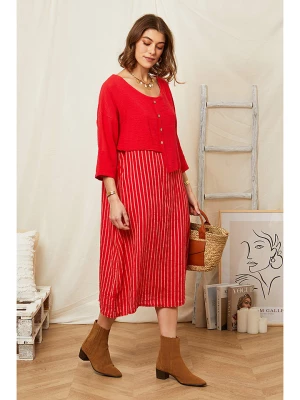 Rodier Lin Lniana sukienka w kolorze czerwonym rozmiar: L/XL