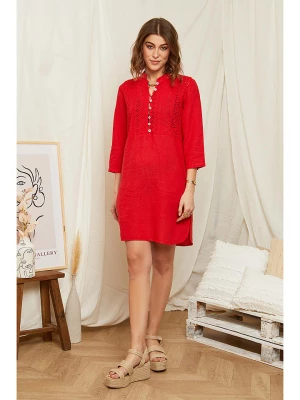 Rodier Lin Lniana sukienka w kolorze czerwonym rozmiar: M/L