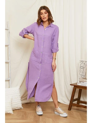 Rodier Lin Lniana sukienka w kolorze fioletowym rozmiar: M/L