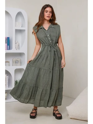 Rodier Lin Lniana sukienka w kolorze khaki rozmiar: M/L
