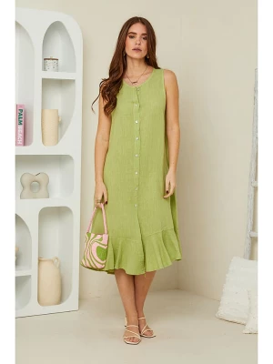Rodier Lin Lniana sukienka w kolorze limonkowym rozmiar: S/M