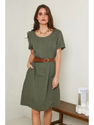 Rodier Lin Lniana sukienka w kolorze oliwkowym rozmiar: XL/XXL