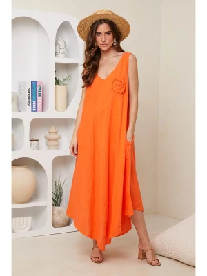 Rodier Lin Lniana sukienka w kolorze pomarańczowym rozmiar: M/L