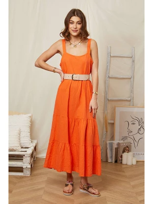 Rodier Lin Lniana sukienka w kolorze pomarańczowym rozmiar: M/L