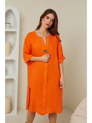 Rodier Lin Lniana sukienka w kolorze pomarańczowym rozmiar: L/XL