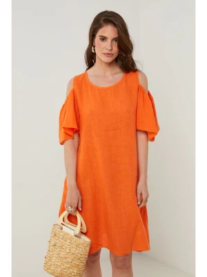 Rodier Lin Lniana sukienka w kolorze pomarańczowym rozmiar: XL/XXL