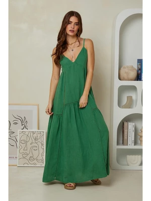 Rodier Lin Lniana sukienka w kolorze zielonym rozmiar: L/XL