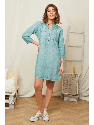 Rodier Lin Lniana sukienka w kolorze zielonym rozmiar: M/L