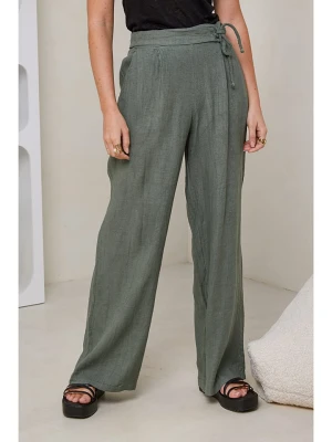 Rodier Lin Lniane spodnie w kolorze khaki rozmiar: L / XL