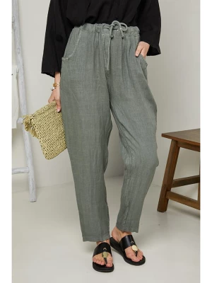 Rodier Lin Lniane spodnie w kolorze oliwkowym rozmiar: XL/XXL
