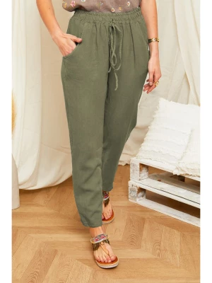 Rodier Lin Lniane spodnie w kolorze oliwkowym rozmiar: S/M
