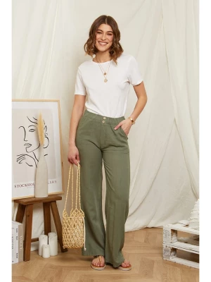 Rodier Lin Lniane spodnie w kolorze oliwkowym rozmiar: M/L