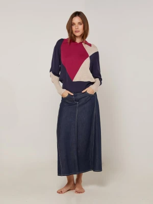 Rodier Sweter w kolorze granatowo-czerwono-beżowym rozmiar: L