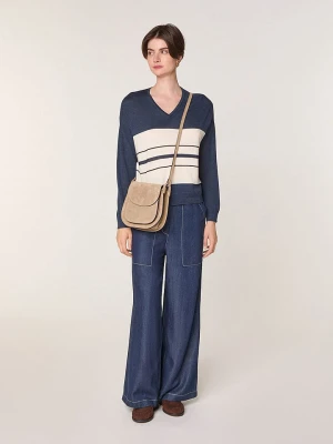 Rodier Wełniany sweter w kolorze granatowo-kremowym rozmiar: S