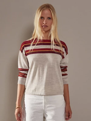 Rodier Wełniany sweter w kolorze jasnoszaro-czerwonym rozmiar: L