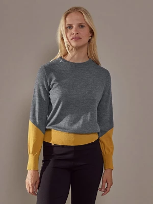 Rodier Wełniany sweter w kolorze jasnoszaro-musztardowym rozmiar: L